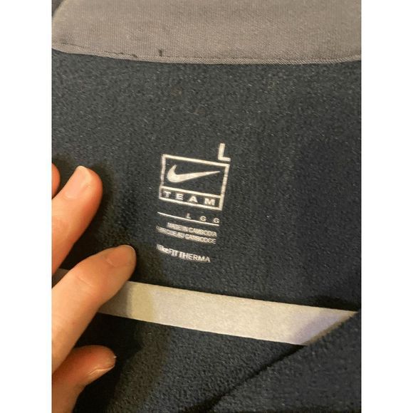 Nike FIT 1/4 Zip Pullover Sweatshirt Mock Neck Black with Gray Swoosh Size Large - Picture 3 of 5